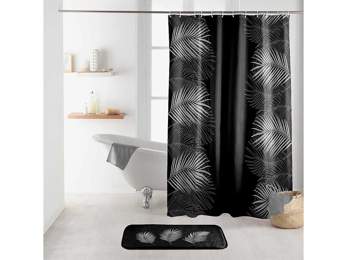 Rideau de Douche Imprimé "Orbella" 180x200cm Noir & Argent