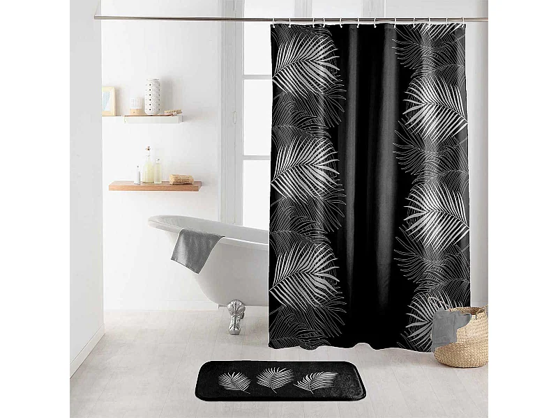 Rideau de Douche Imprimé "Orbella" 180x200cm Noir & Argent