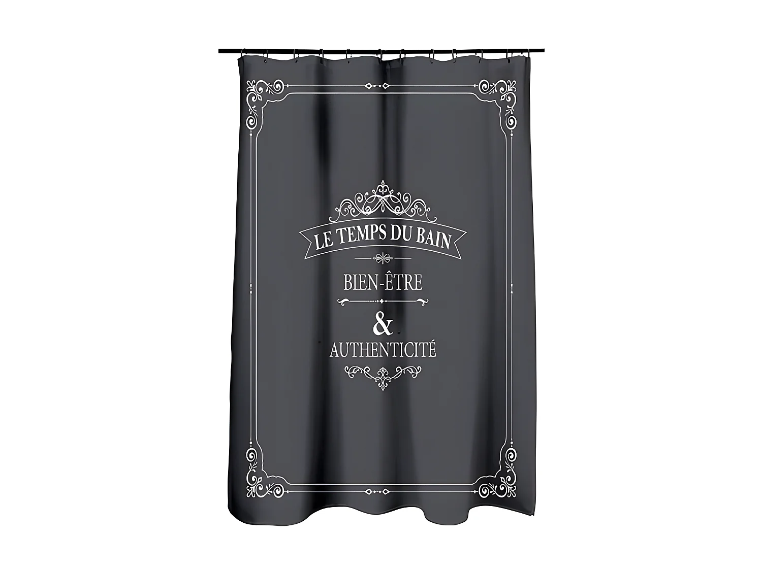 Rideau de Douche "Vintage" 180x200cm Anthracite