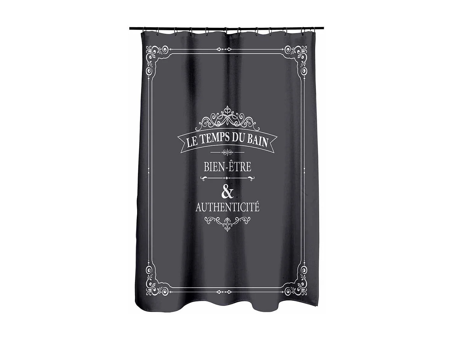 Rideau de Douche "Vintage" 180x200cm Anthracite