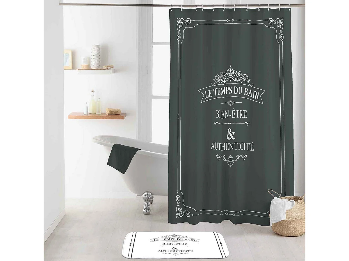 Rideau de Douche "Vintage" 180x200cm Anthracite