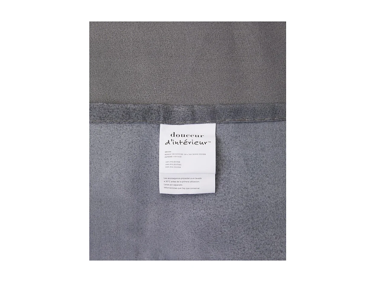 Rideau de Douche "Vintage" 180x200cm Anthracite