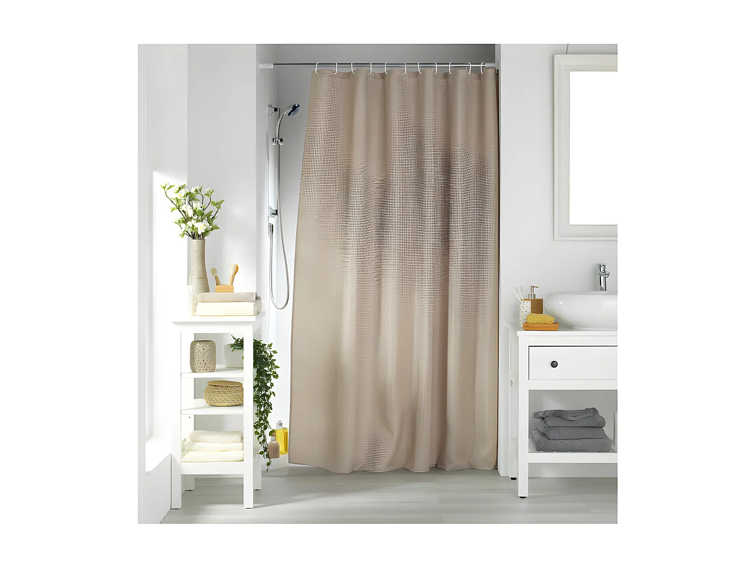 Rideau de Douche "Quartz" 180x200cm Taupe