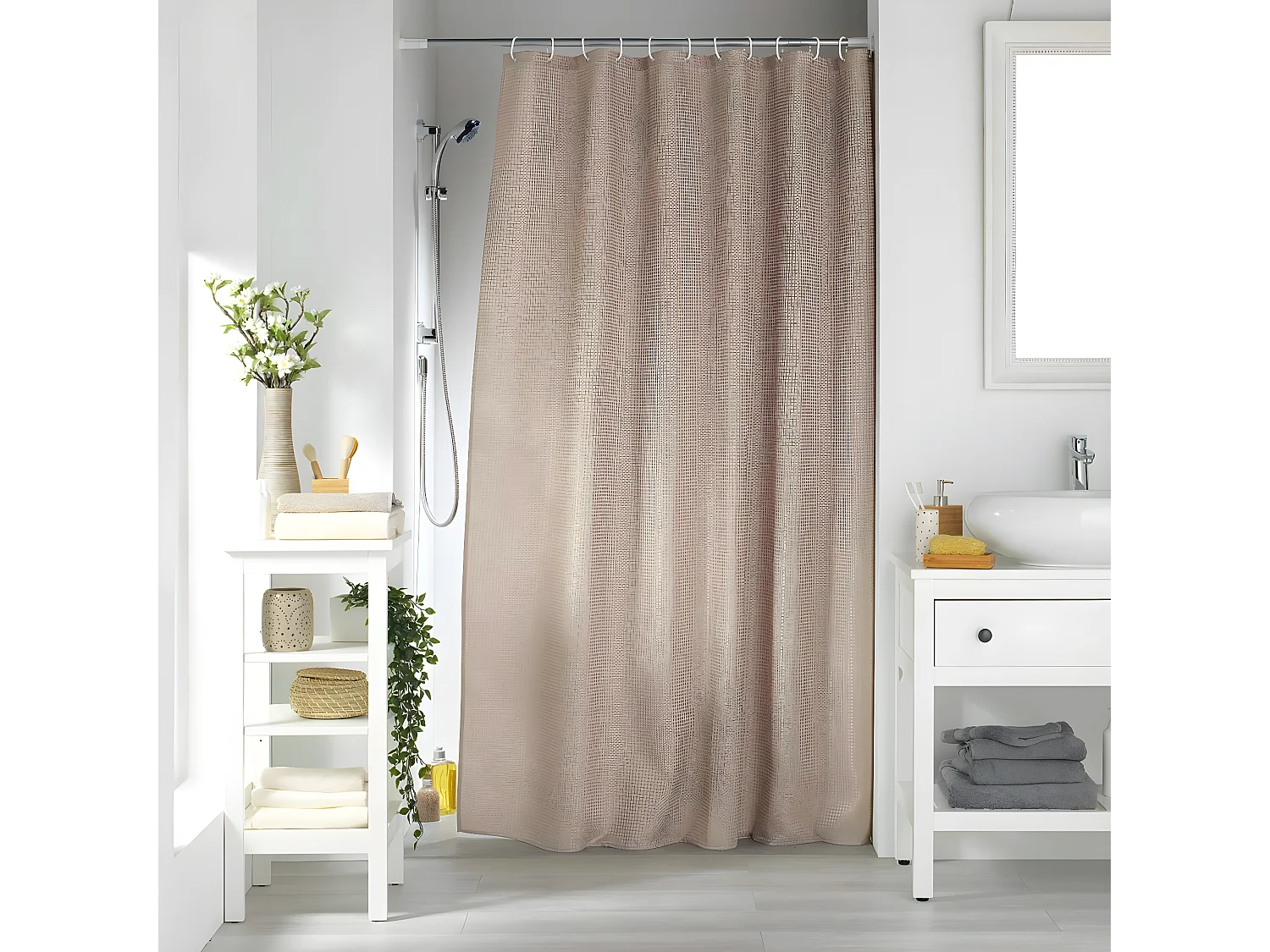 Rideau de Douche "Quartz" 180x200cm Taupe