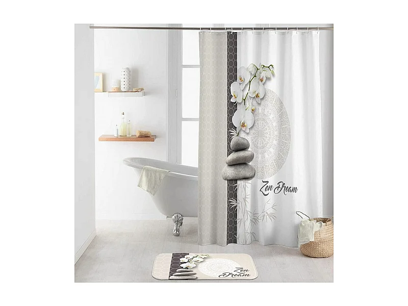 Rideau de Douche "Orchizen" 180x200cm Blanc