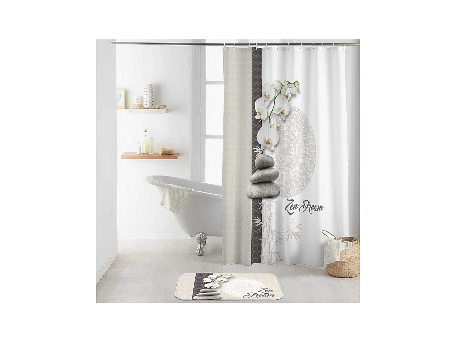 Rideau de Douche "Orchizen" 180x200cm Blanc