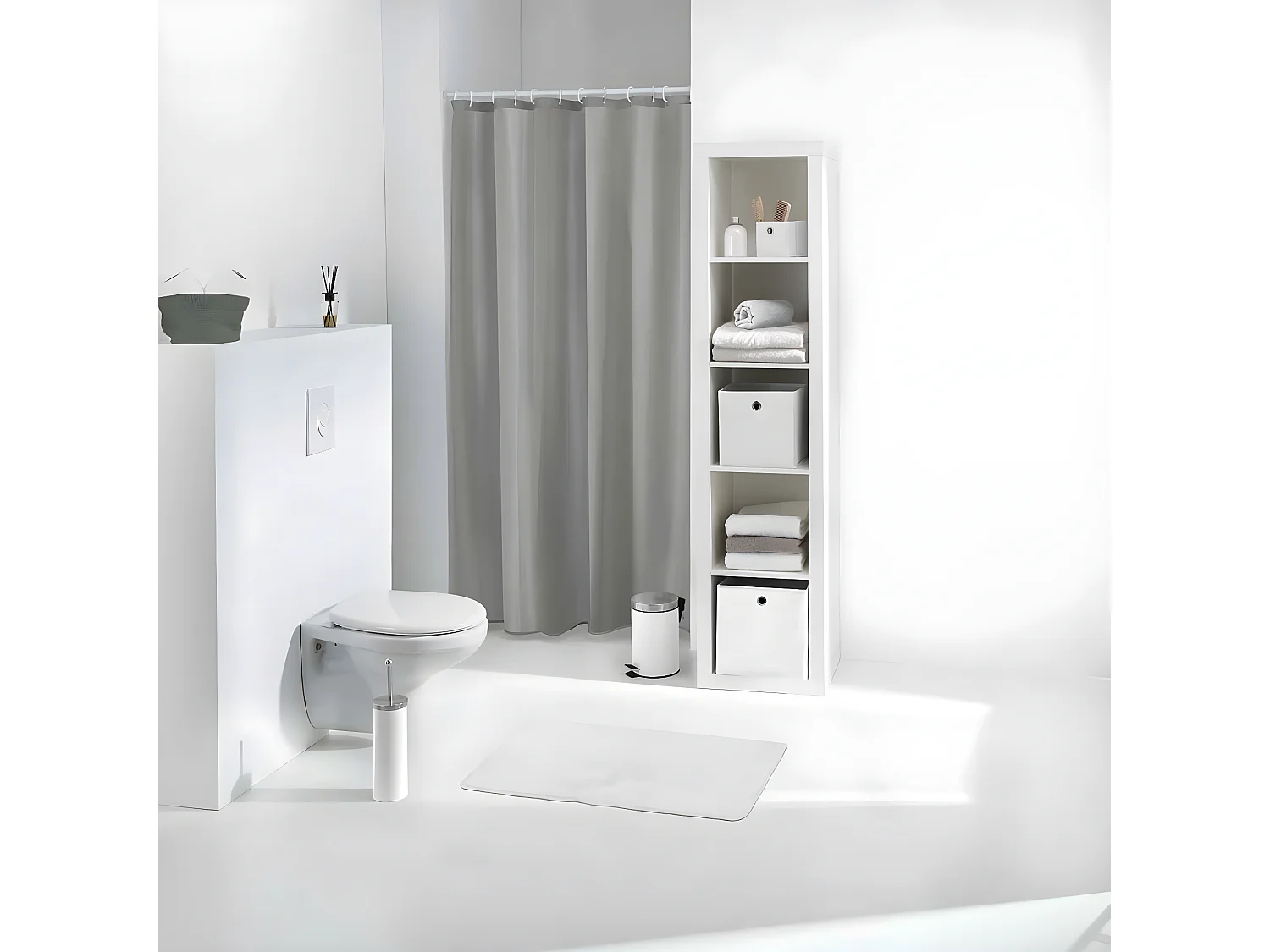 Rideau de Douche PEVA "Vitamine II" 180x200cm Gris Clair