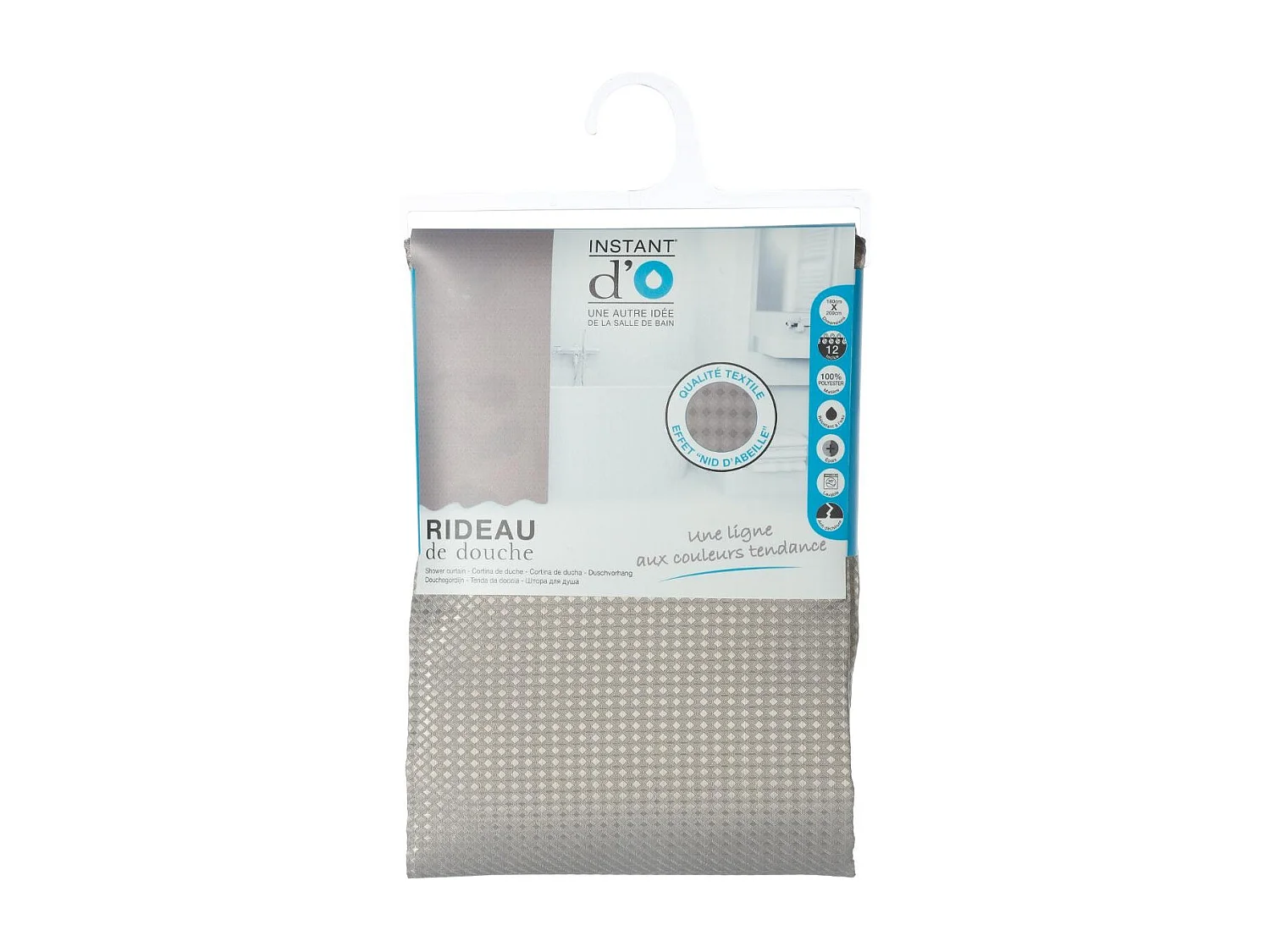 Rideau de Douche "Nid d'Abeille" 180x200cm Taupe
