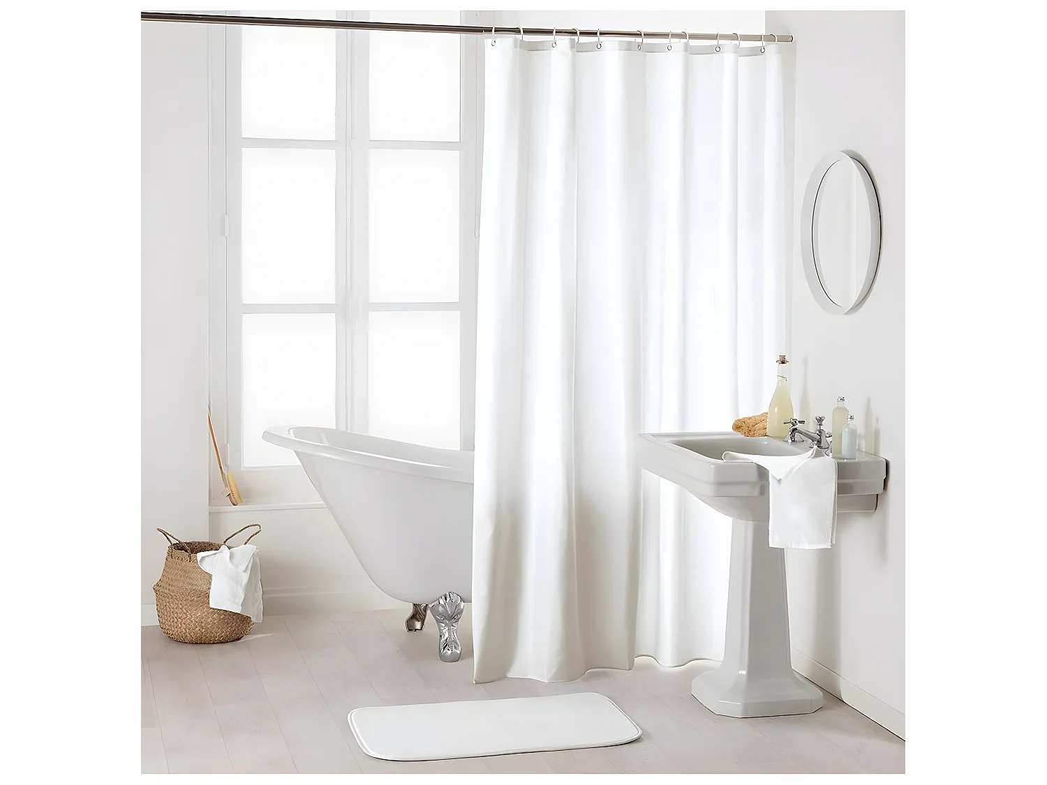 Rideau de Douche Uni "Essencia" 180x200cm Blanc