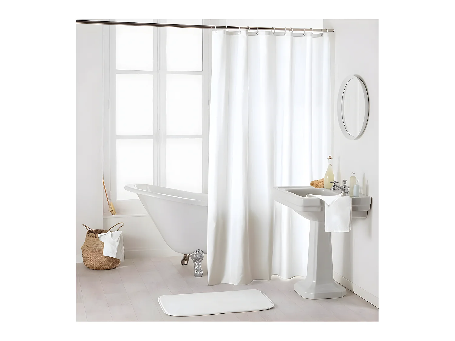 Rideau de Douche Uni "Essencia" 180x200cm Blanc