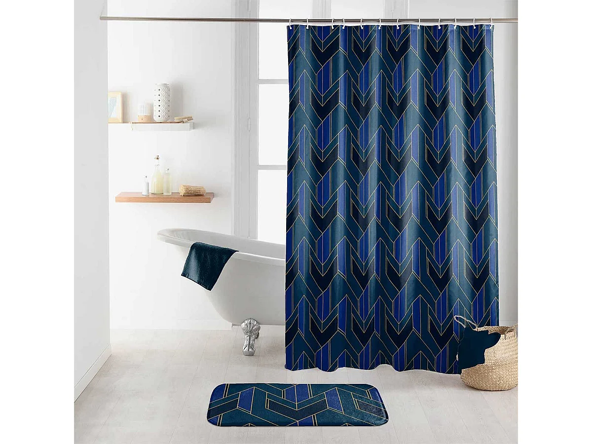 Rideau de Douche "Achille" 180x200cm Vert & Bleu