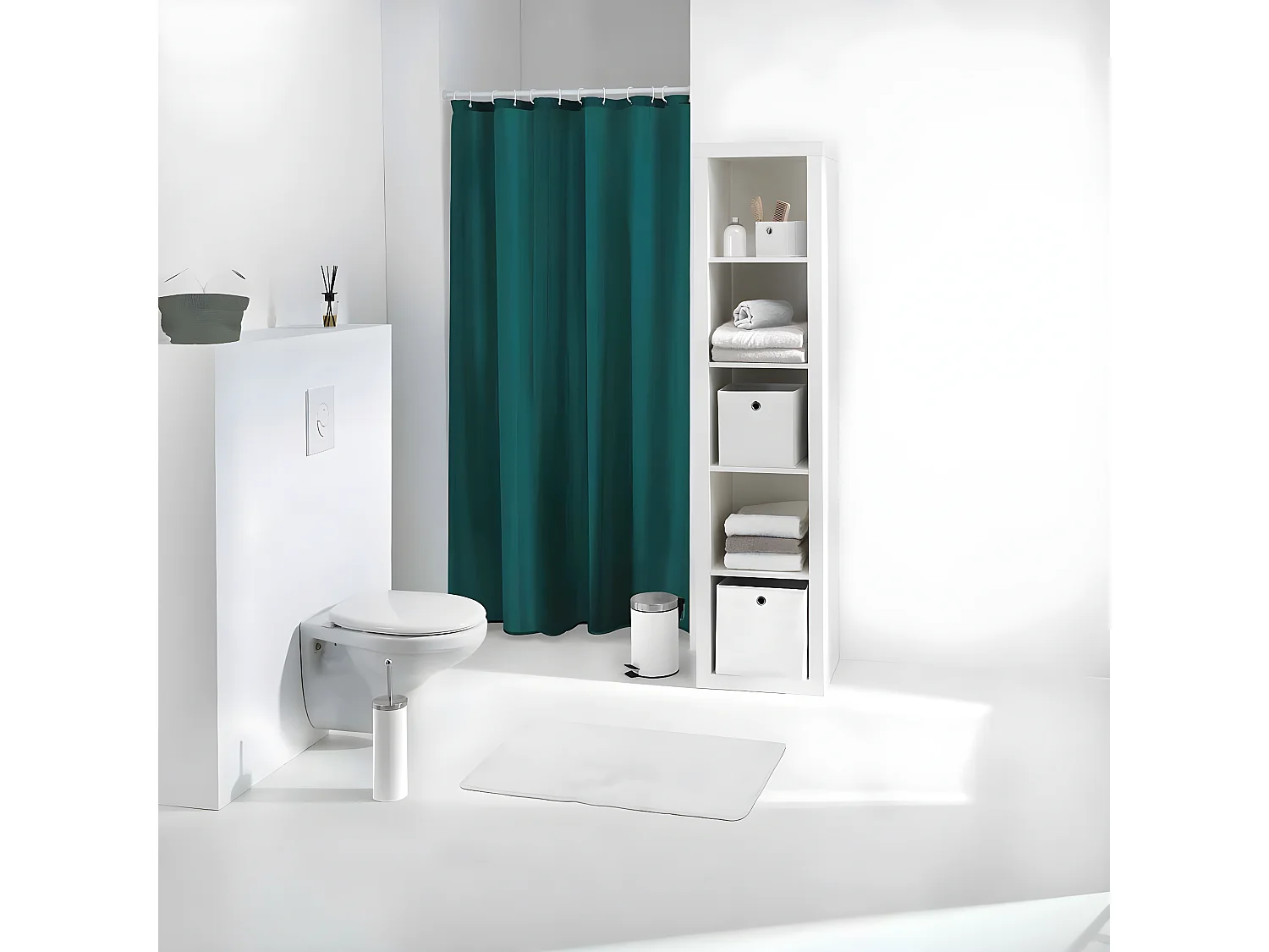 Rideau de Douche PEVA "Vitamine II" 180x200cm Bleu Émeraude