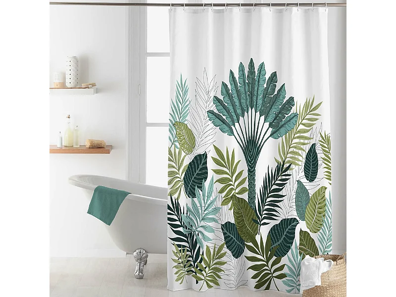Cortina de Ducha con Ganchos Panazio Tropical 180 x 200 cm