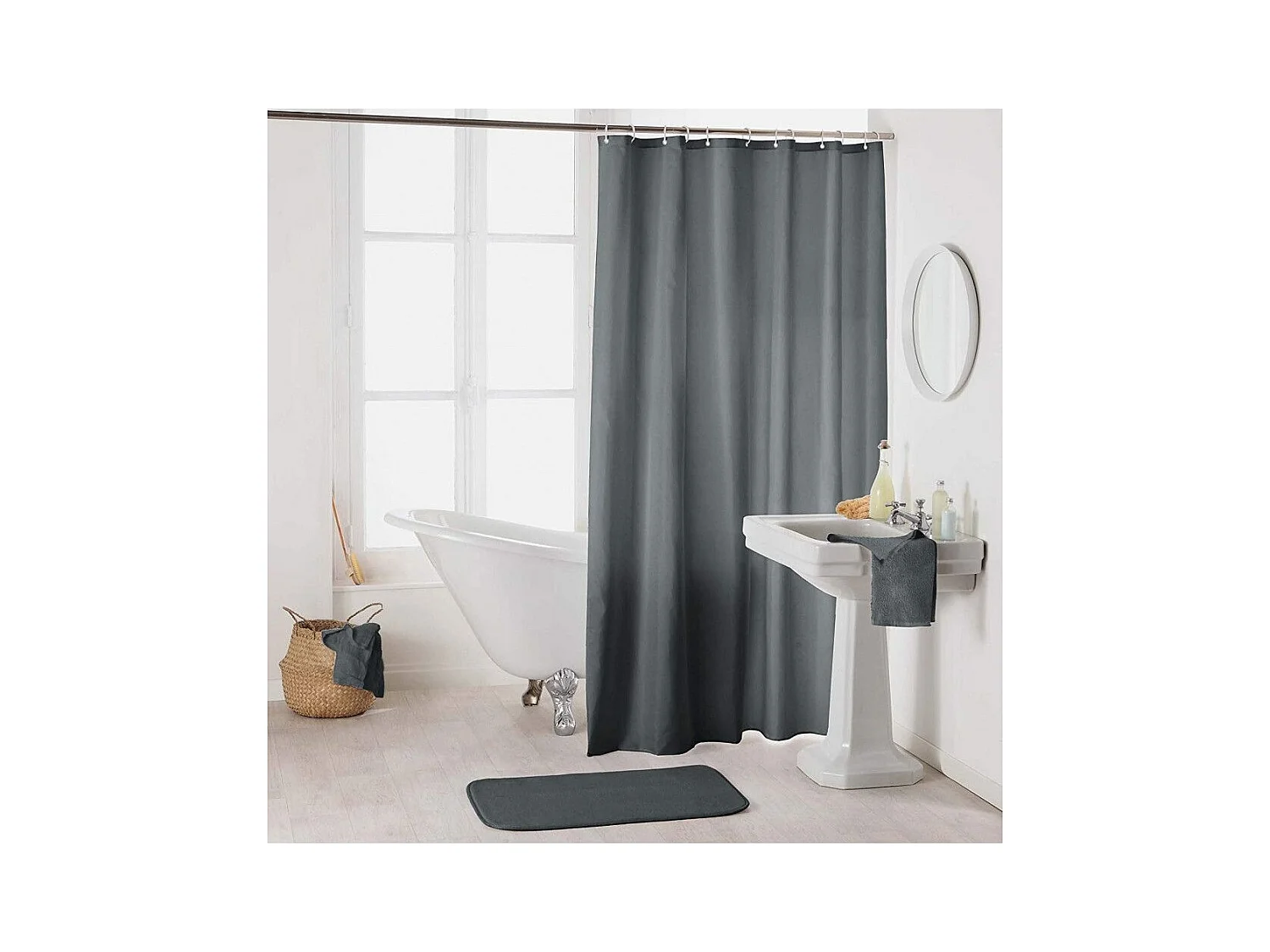 Rideau de Douche Uni "Essencia" 180x200cm Anthracite