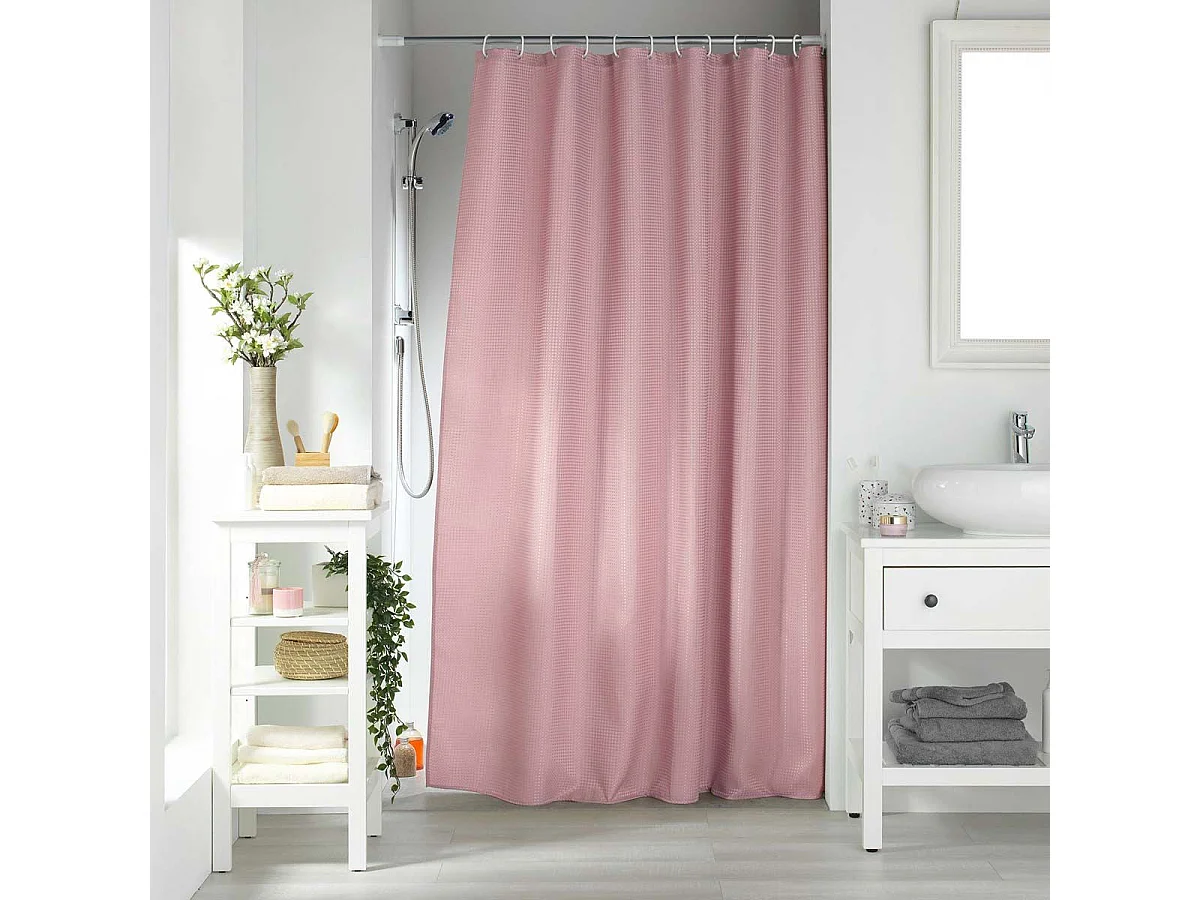 Rideau de Douche "Quartz" 180x200cm Rose Poudré