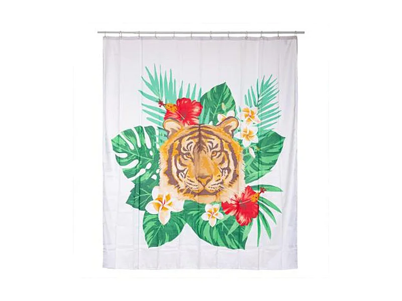 Rideau de Douche "Tropical" 180x200cm Blanc