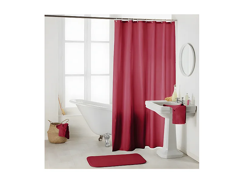 Rideau de Douche Uni "Essencia" 180x200cm Framboise