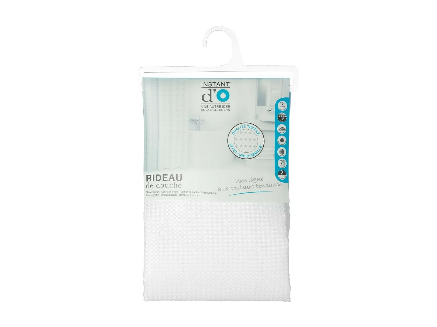 Rideau de Douche "Nid d'Abeille" 180x200cm Blanc