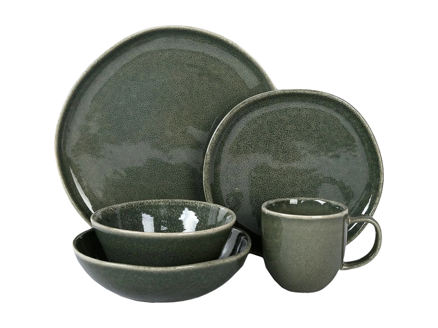 Assiette D27cm Au Gres Du Temps Vert Noir, Vert