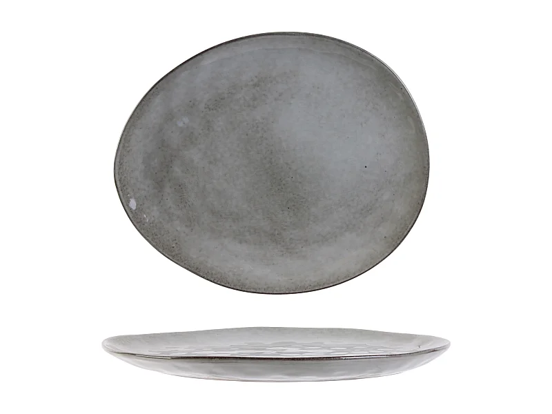 Assiette Galet 27.5x23cm Au Gres Du Temps Gris Gris