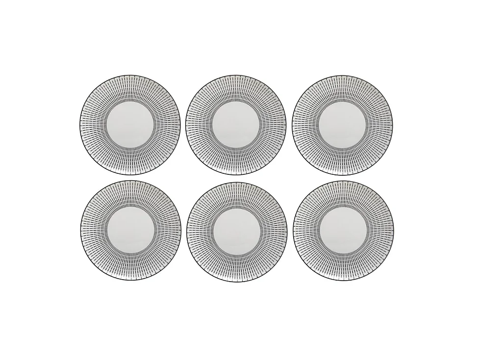 Lot de 6 Assiettes Plates Porcelaine "Lunis" 27cm Noir