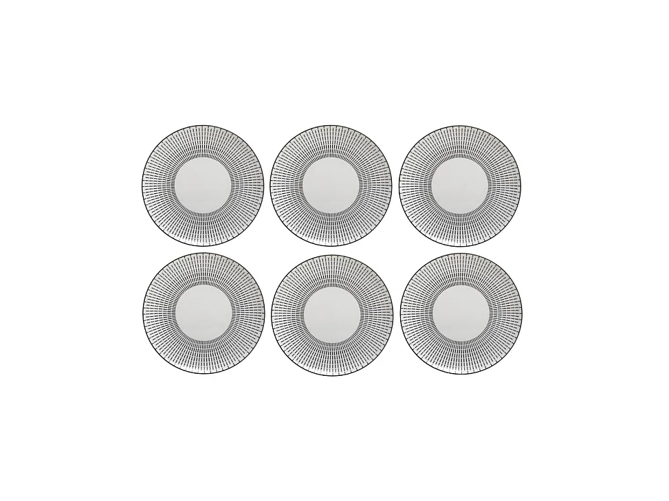 Lot de 6 Assiettes Plates Porcelaine "Lunis" 27cm Noir