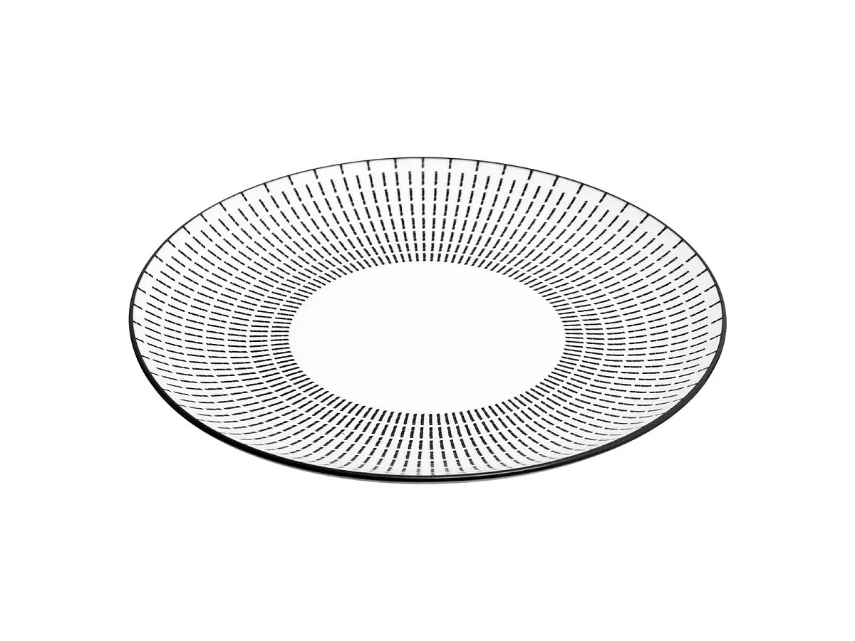 Lot de 6 Assiettes Plates Porcelaine "Lunis" 27cm Noir