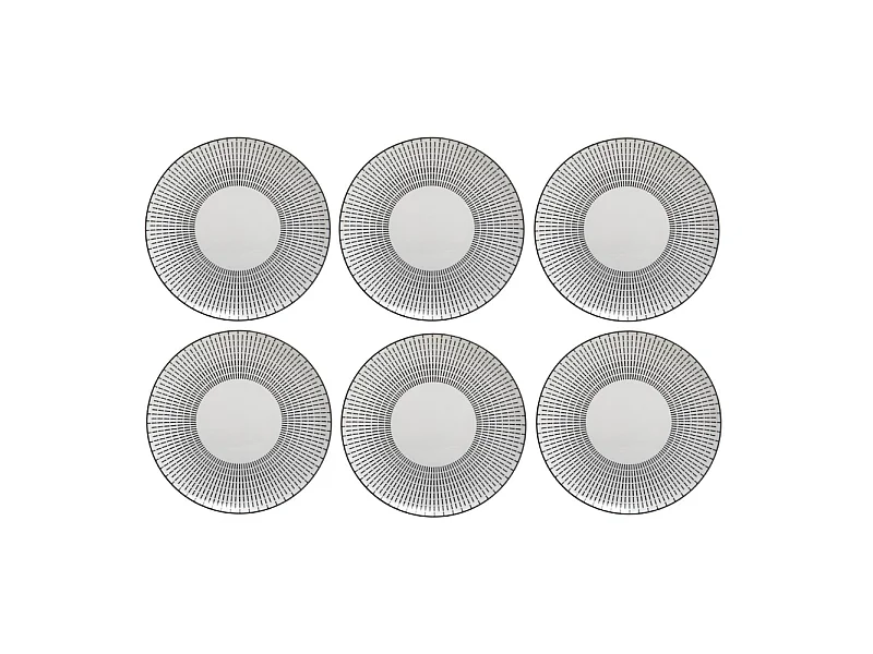 Lot de 6 Assiettes Plates Porcelaine "Lunis" 27cm Noir
