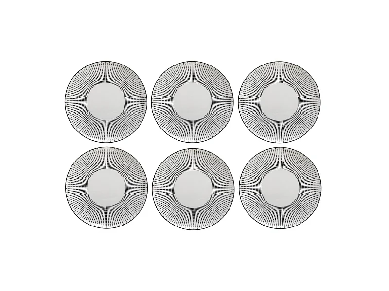 Lot de 6 Assiettes Plates Porcelaine "Lunis" 27cm Noir