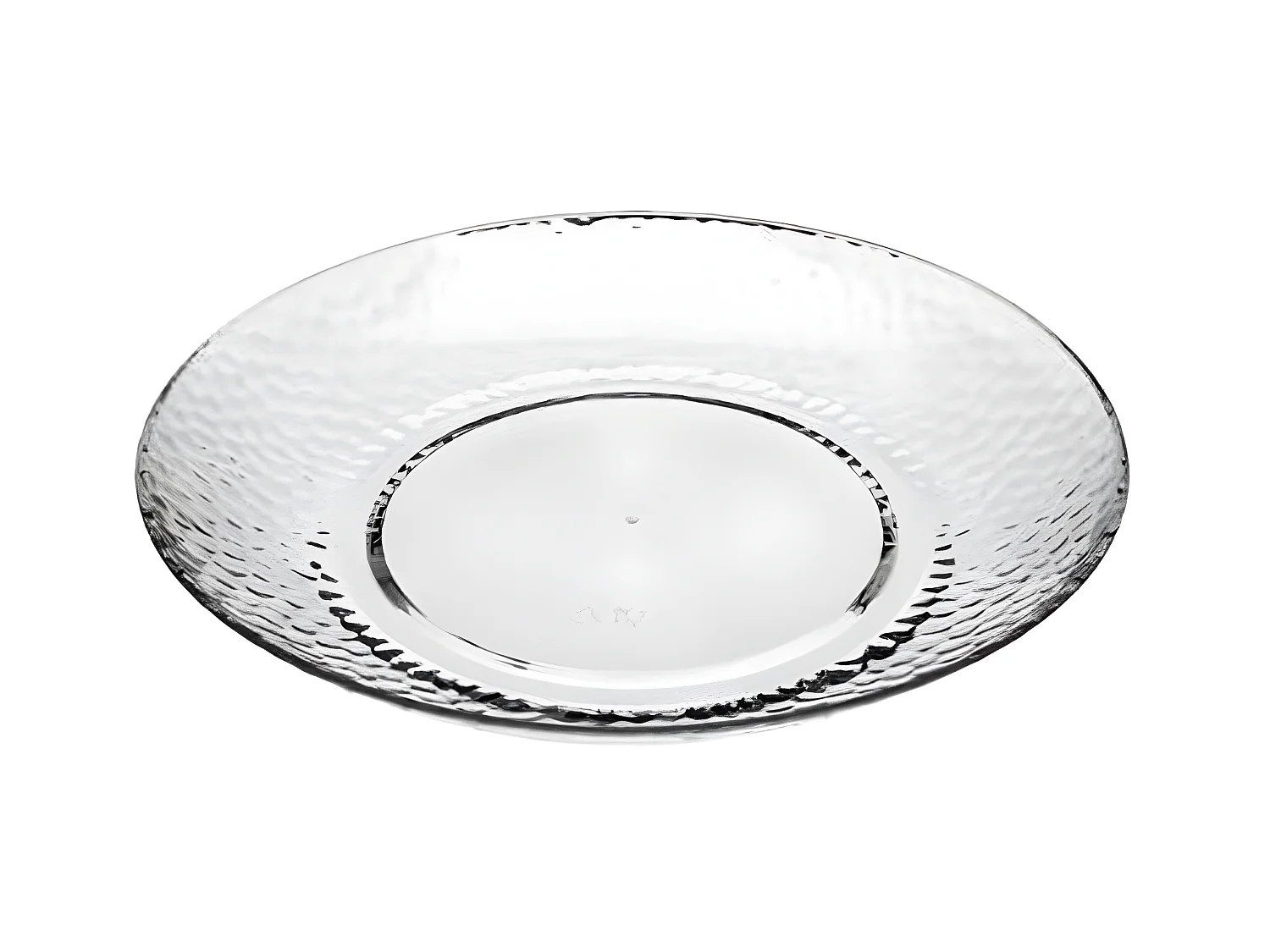 Lot de 6 Assiettes Plates Réutilisables "Martelé" 27cm Transparent