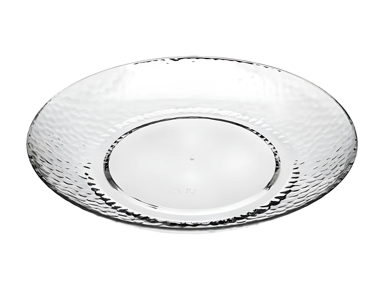 Lot de 6 Assiettes Plates Réutilisables "Martelé" 27cm Transparent