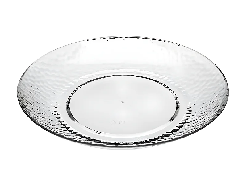 Lot de 6 Assiettes Plates Réutilisables "Martelé" 27cm Transparent