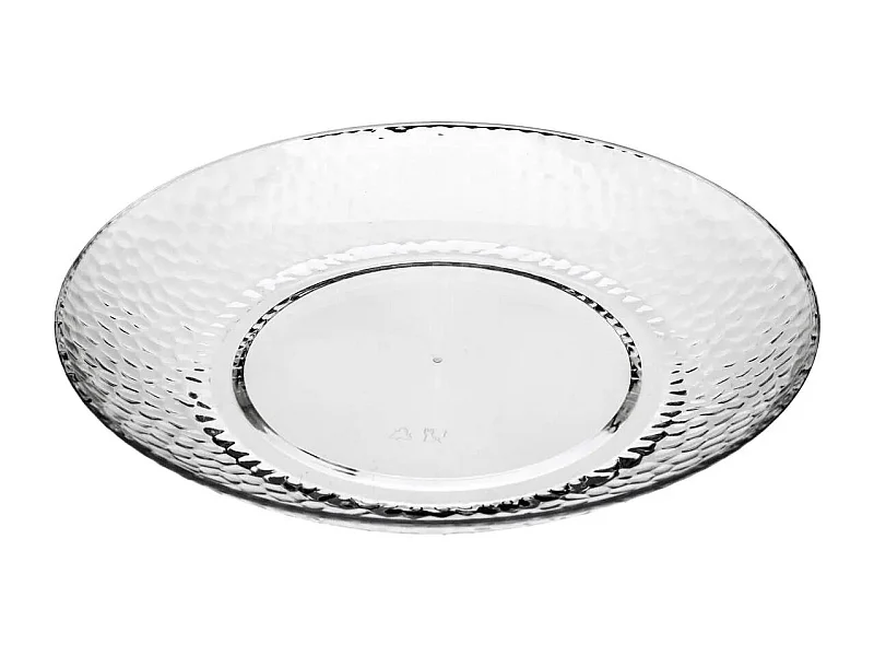 Lot de 6 Assiettes Plates Réutilisables "Martelé" 27cm Transparent