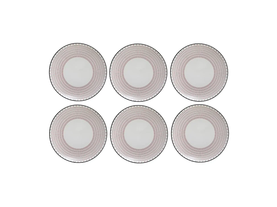 Lot de 6 Assiettes Plates Porcelaine "Lunis" 27cm Rouge