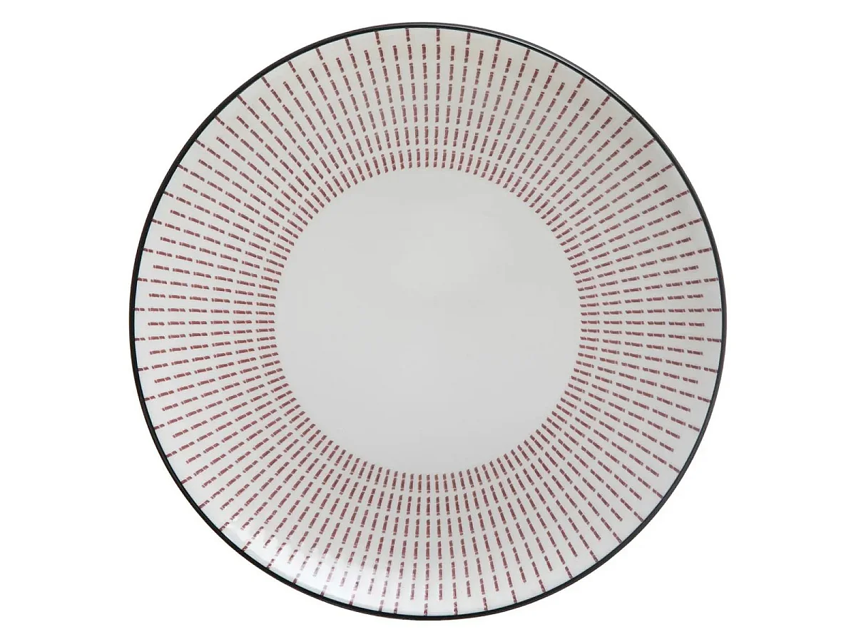 Lot de 6 Assiettes Plates Porcelaine "Lunis" 27cm Rouge