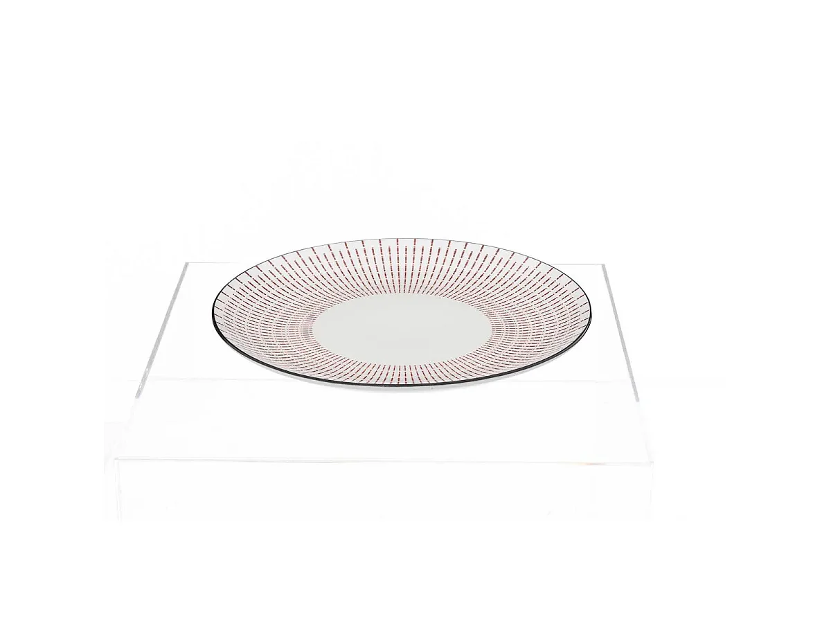 Lot de 6 Assiettes Plates Porcelaine "Lunis" 27cm Rouge