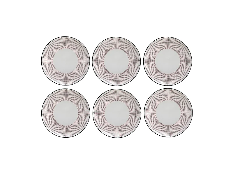 Lot de 6 Assiettes Plates Porcelaine "Lunis" 27cm Rouge