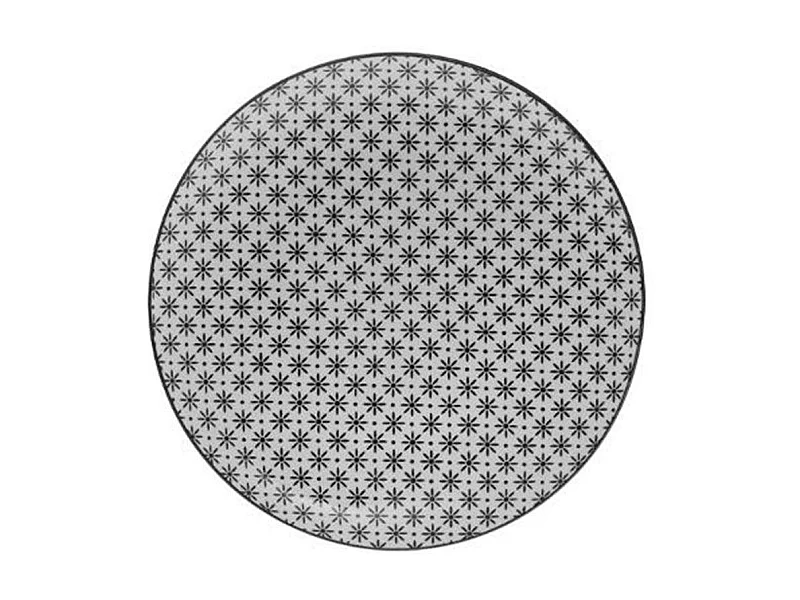 Lot de 6 Assiettes Plates "Bohemia Fleur" 26cm Noir