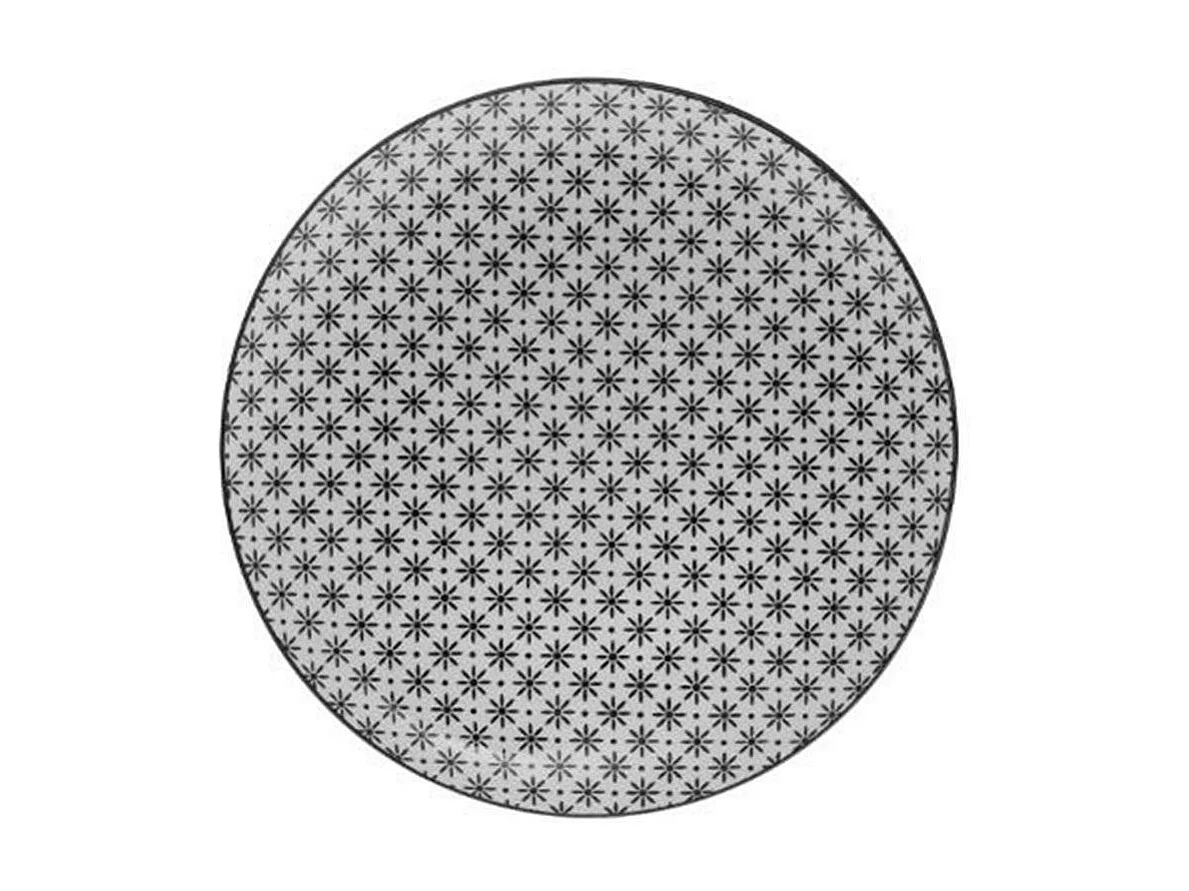 Lot de 6 Assiettes Plates "Bohemia Fleur" 26cm Noir