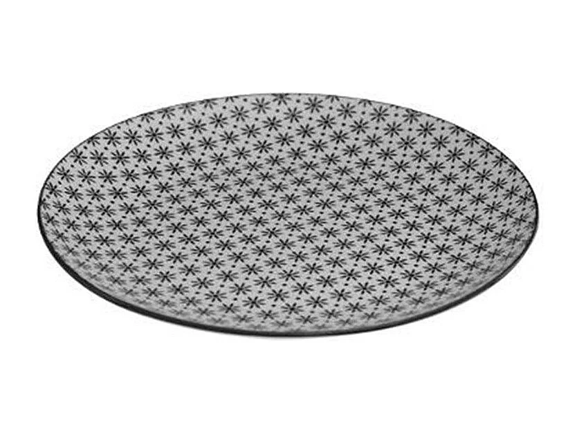 Lot de 6 Assiettes Plates "Bohemia Fleur" 26cm Noir