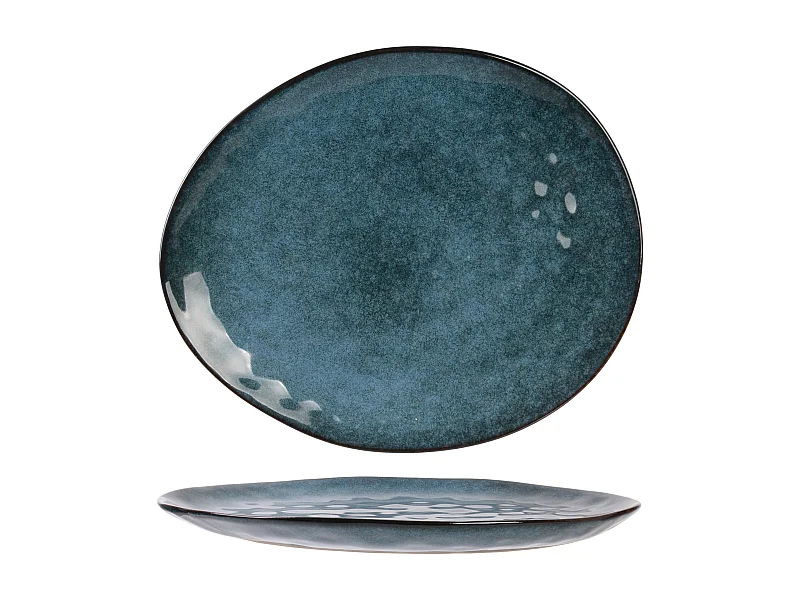 Assiette Galet 27.5x23cm Au Gres Du Temps Bleu Bleu