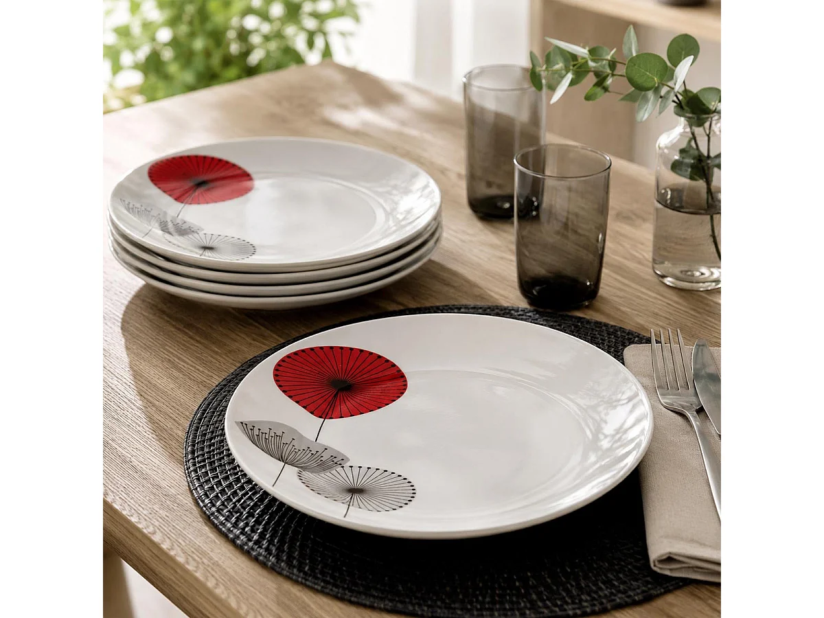 Lot de 6 Assiettes Plates "Osara" 26cm Blanc