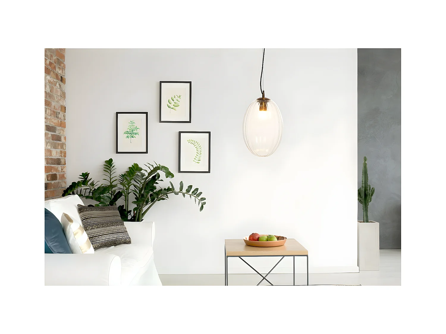Lampe Suspension en Verre "Virgina" 36cm Transparent