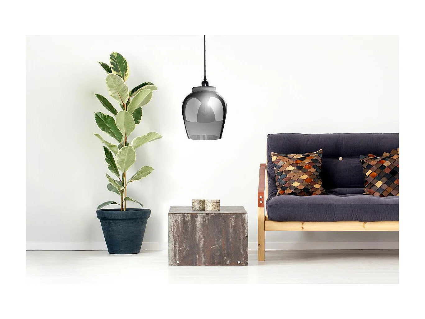 Lampe Suspension en Verre "Sombra" 29cm Noir