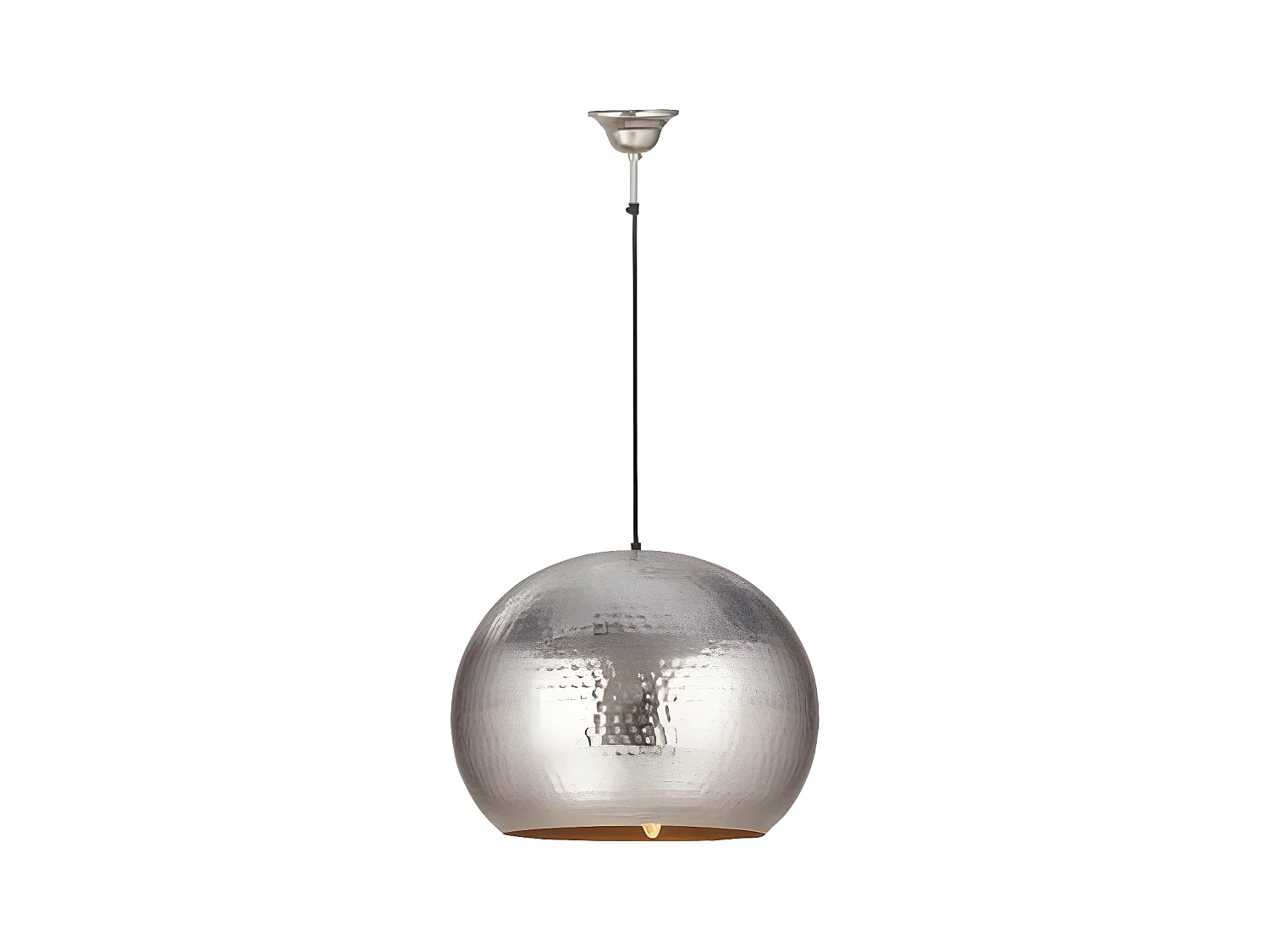 Lampe Suspension Design "Factory Style" 47cm Argent