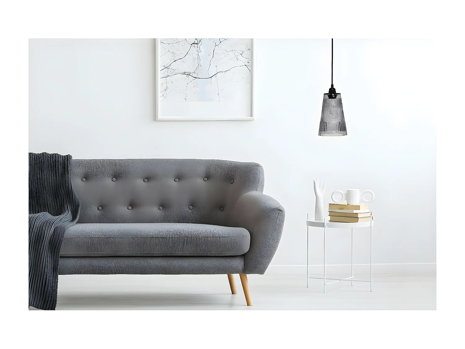 Lampe Suspension Design "Palum" 14cm Gris