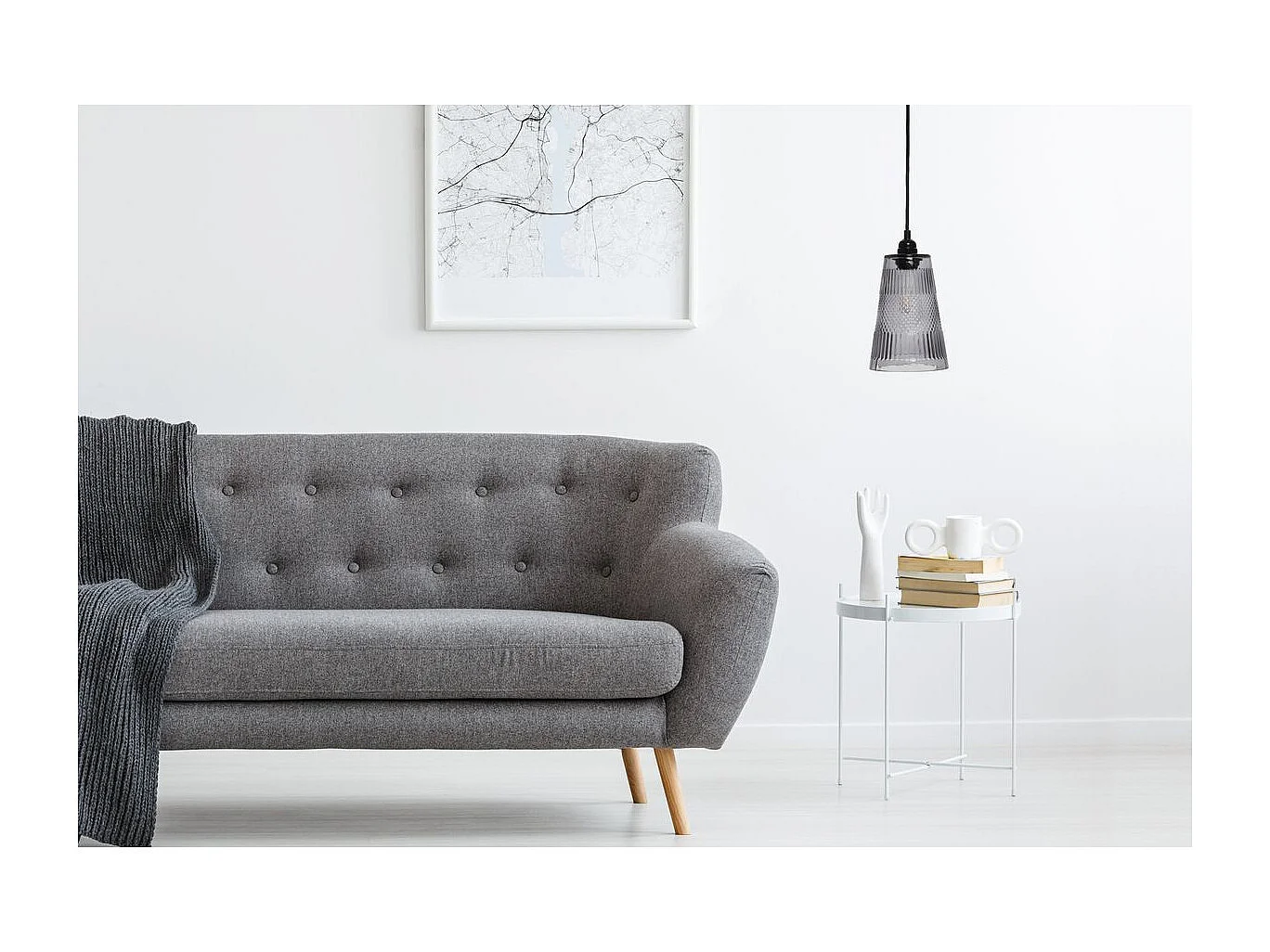 Lampe Suspension Design "Palum" 14cm Gris