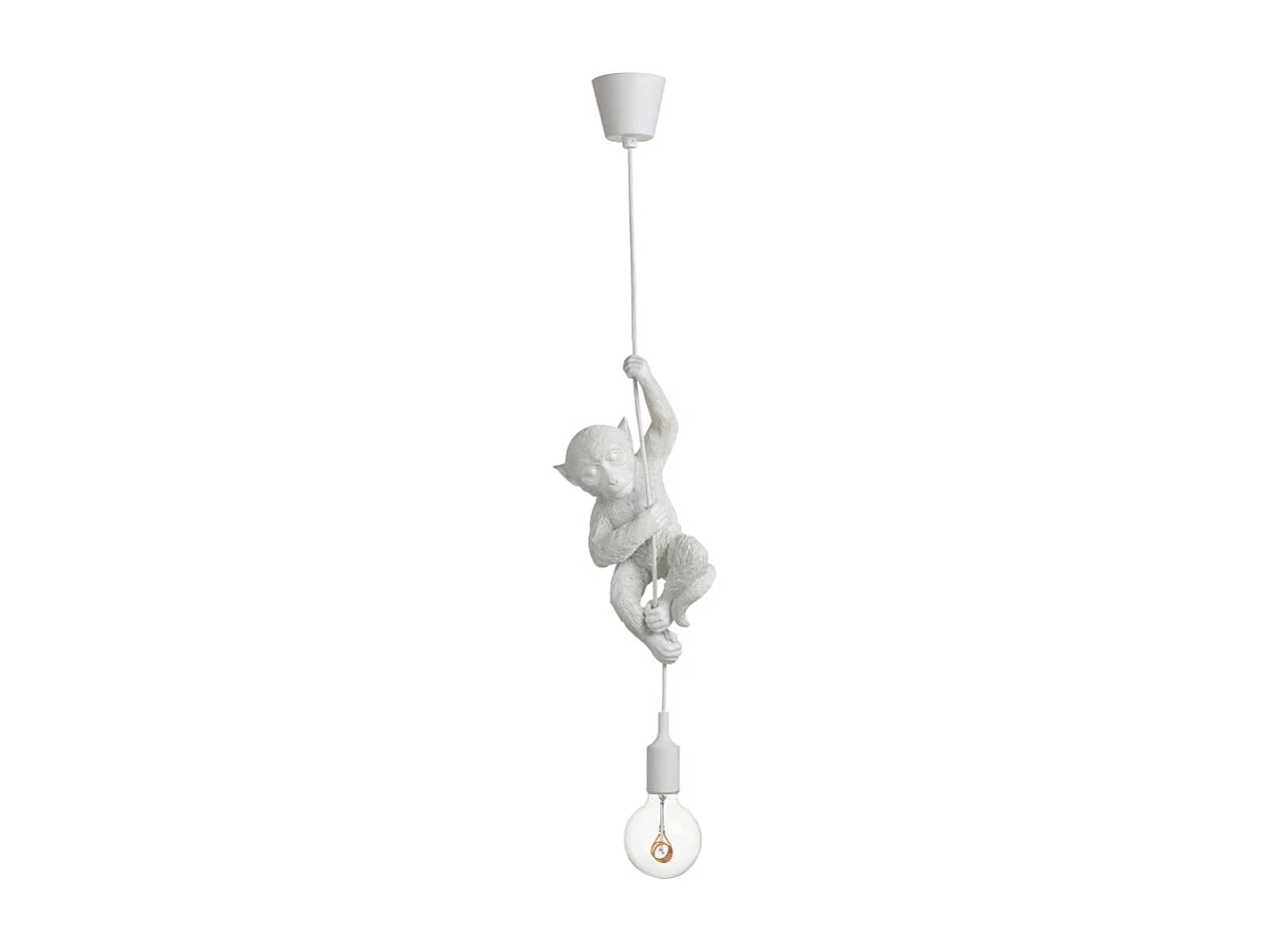 Lampe Suspension Design "Singe Déco" 96cm Blanc