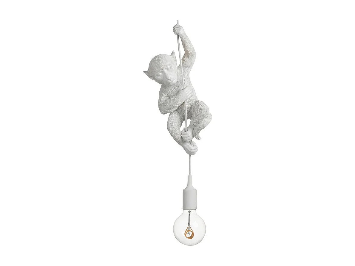 Lampe Suspension Design "Singe Déco" 96cm Blanc