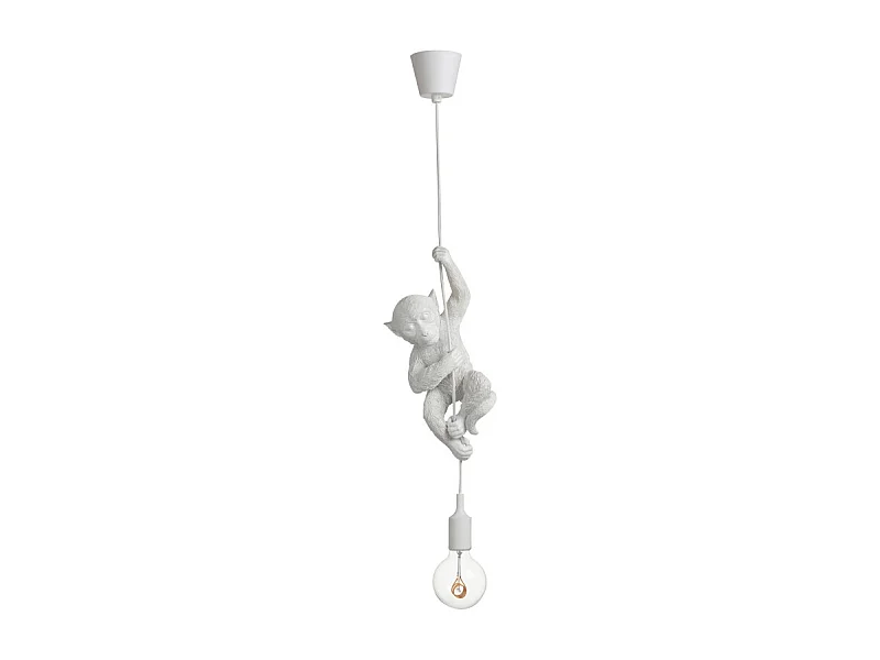 Lampe Suspension Design "Singe Déco" 96cm Blanc